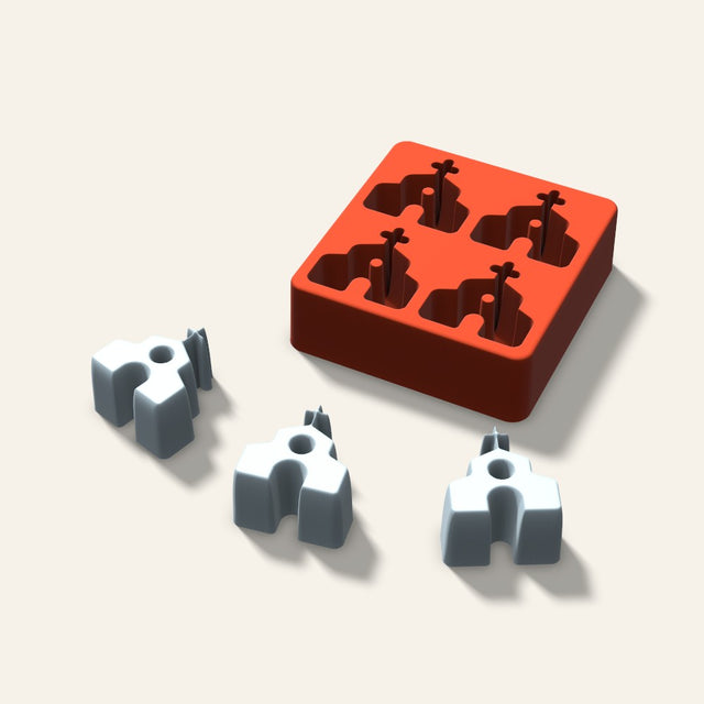 Church Ice Mold, 2 Inch, 4 Cavity, 3D render