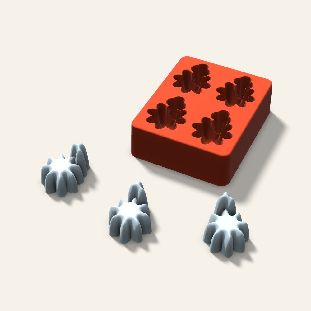 Holly Ice Mold, 2 Inch, 4 Cavity, 3D render