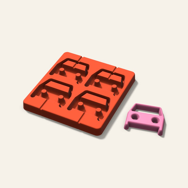 Car Lollipop Mold, 2.5 Inch, 4 Cavity, 3D render