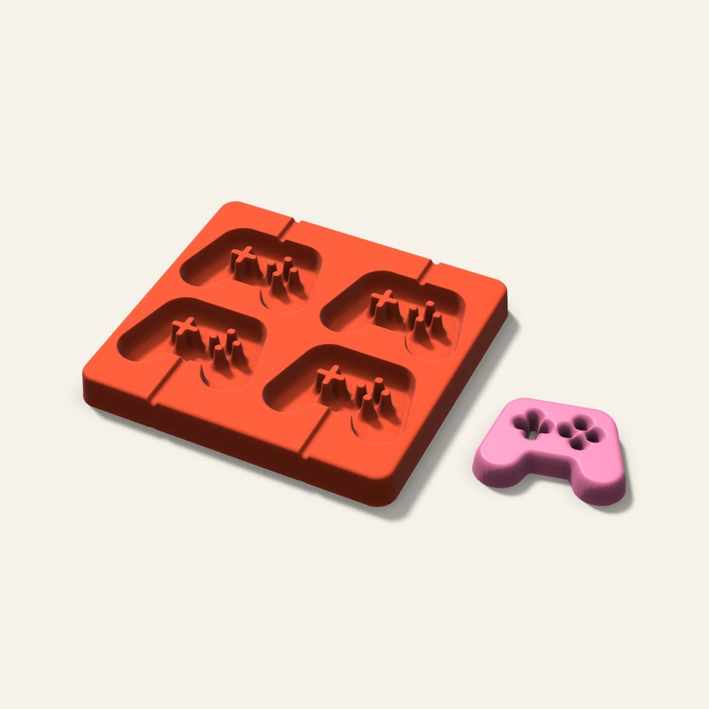 Game Controller Lollipop Mold, 2.5 Inch, 4 Cavity, 3D render