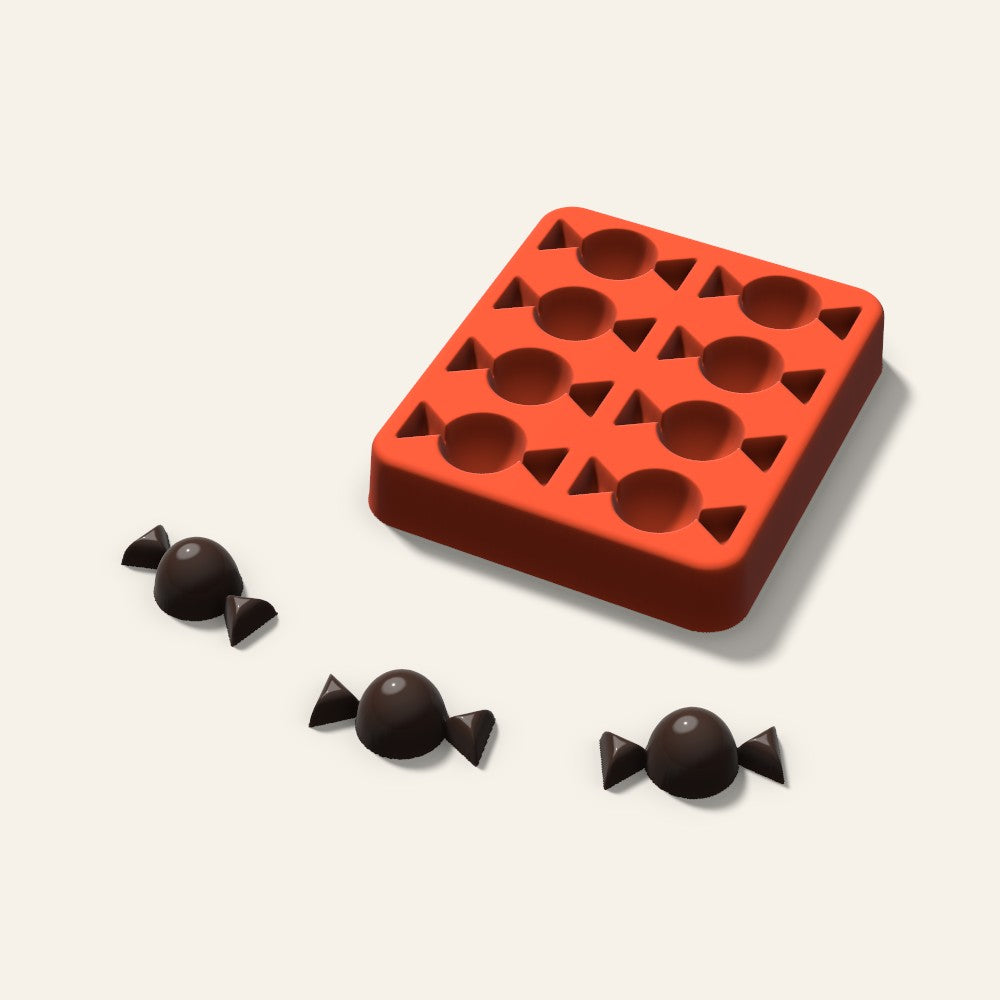 Wrapped Candy Candy Mold, 1.25 Inch, 8 Cavity, 3D render