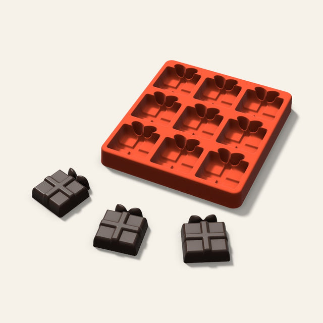 Gift Box Chocolate Mold, 1.75 Inch, 9 Cavity, 3D render