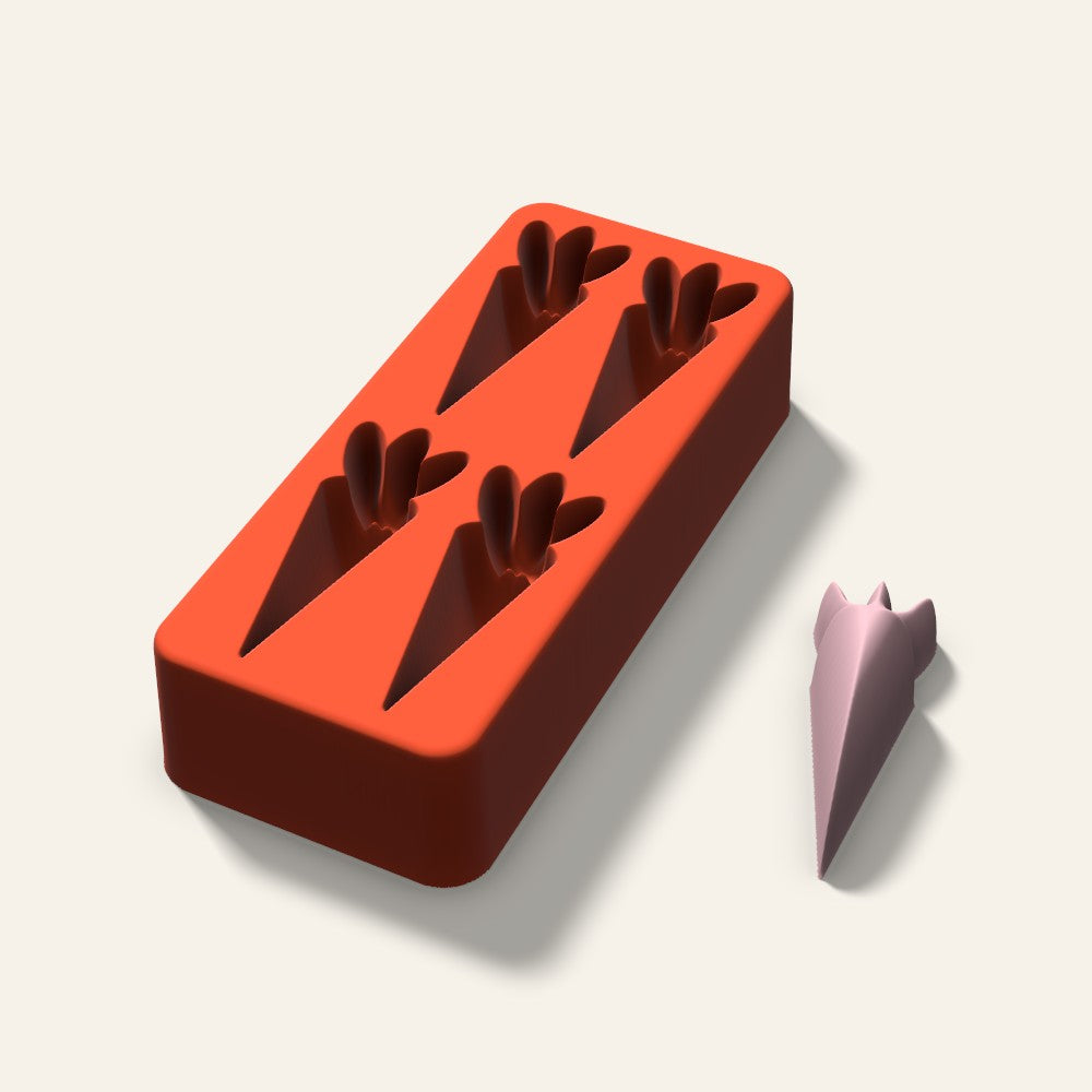 Carrot Soap Mold, 2.5 Inch, 4 Cavity, 3D render