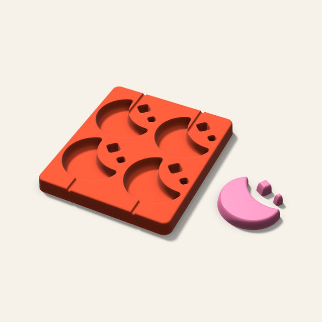 Moon and Stars Lollipop Mold, 2.5 Inch, 4 Cavity, 3D render