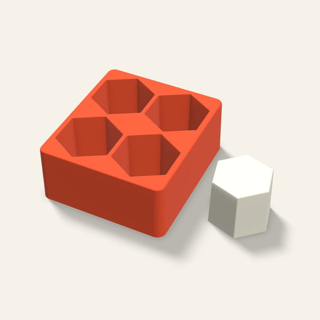 Hexagon Pillar Votive Candle Mold, 2.5 x 2 Inch, 4 Cavity, 3D render