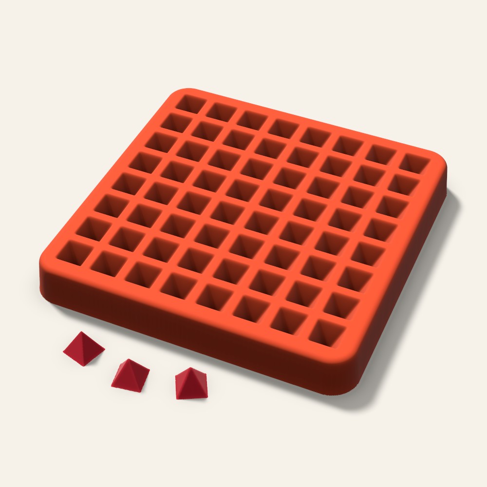 Pyramid Candy Mold, 0.5 Inch, 64 Cavity, 3D render