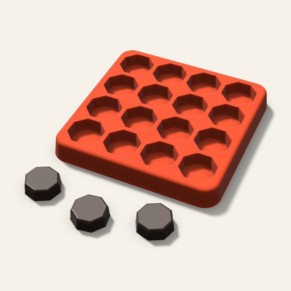 Octagon Gummy Mold, 0.75 Inch, 16 Cavity, 3D render