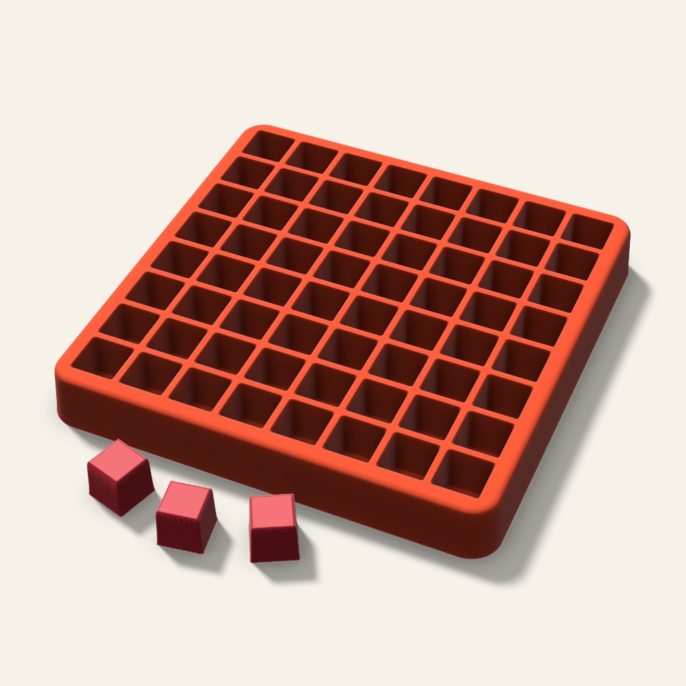 Sharp Cube Candy Mold, 0.5 Inch, 64 Cavity, 3D render