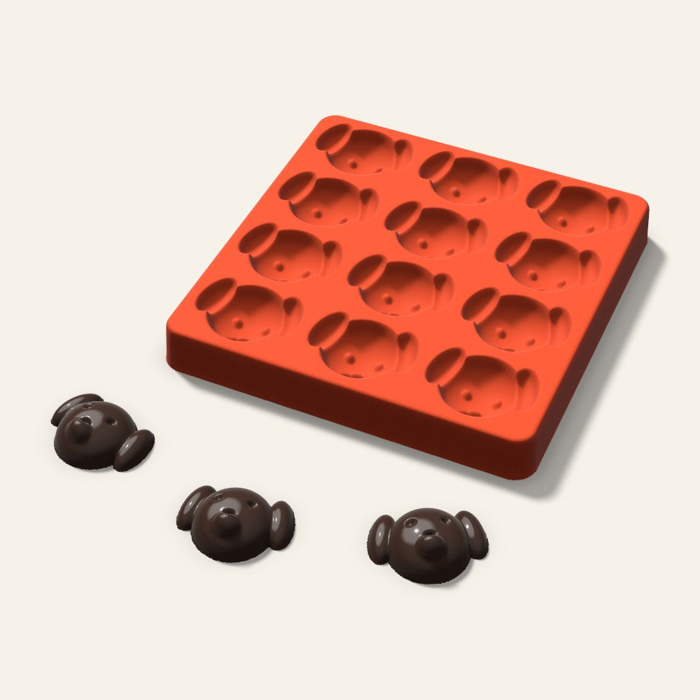Dog Chocolate Mold, 2 Inch, 12 Cavity, 3D render