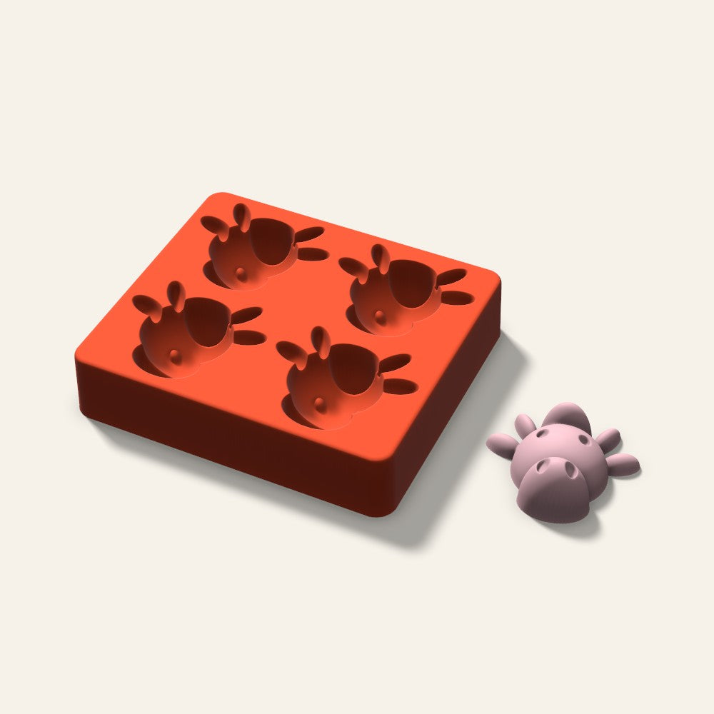 Cow Soap Mold, 2.5 Inch, 4 Cavity, 3D render