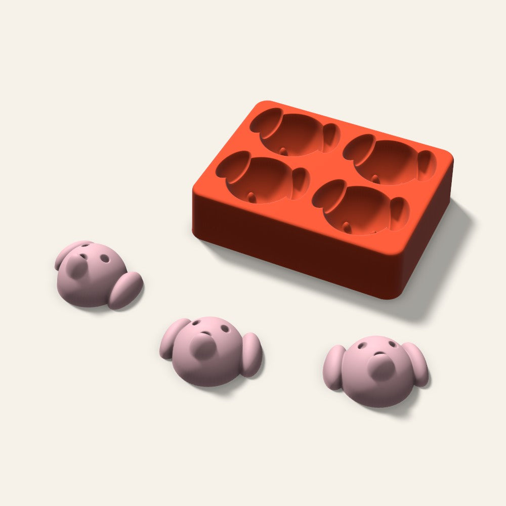 Dog Soap Mold, 2.5 Inch, 4 Cavity, 3D render