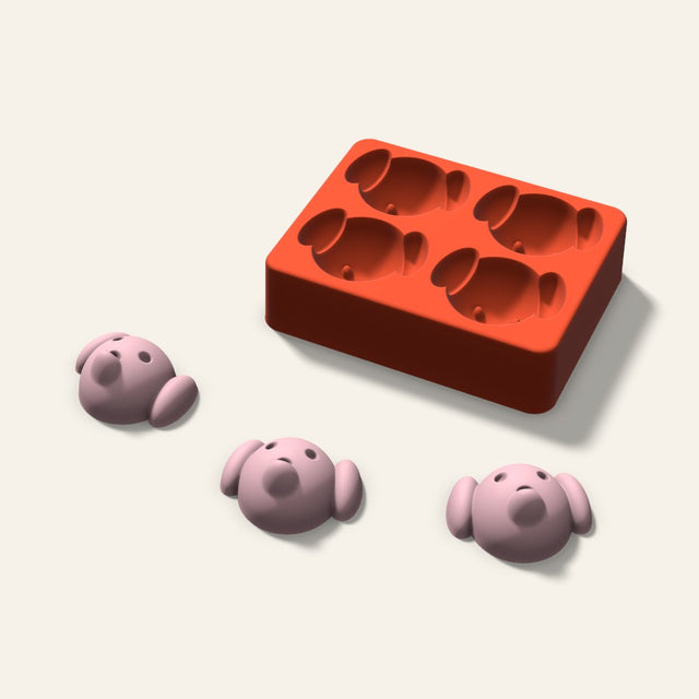 Dog Soap Mold, 2.5 Inch, 4 Cavity, 3D render