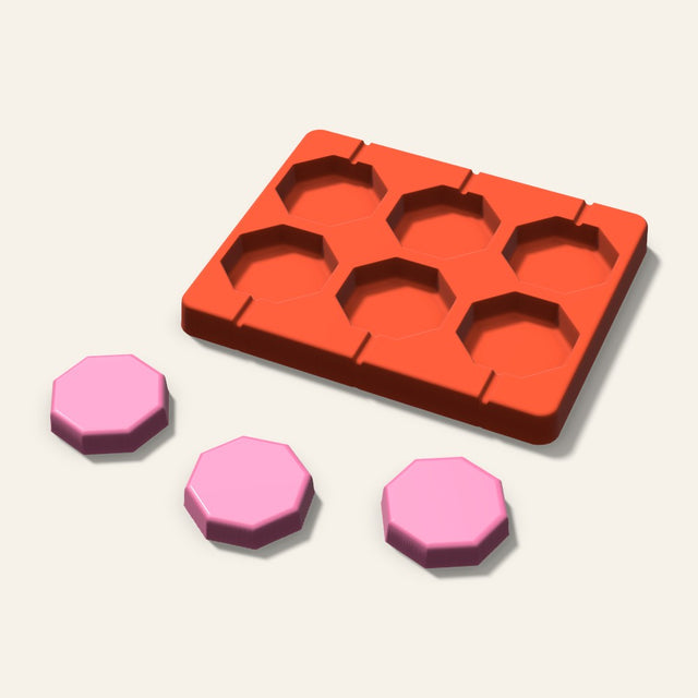 Octagon Lollipop Mold, 2 Inch, 6 Cavity, 3D render