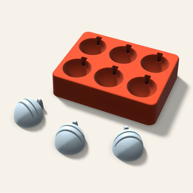Ornament Ice Mold, 1.5 Inch, 6 Cavity, 3D render