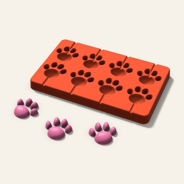 Paw Print Lollipop Mold, 1.5 Inch, 8 Cavity, 3D render