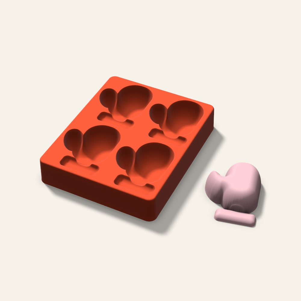 Mitten Soap Mold, 3 Inch, 4 Cavity, 3D render