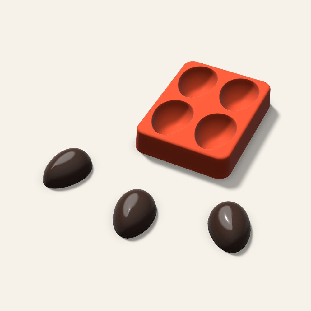 Egg Chocolate Mold, 1.5 Inch, 4 Cavity, 3D render
