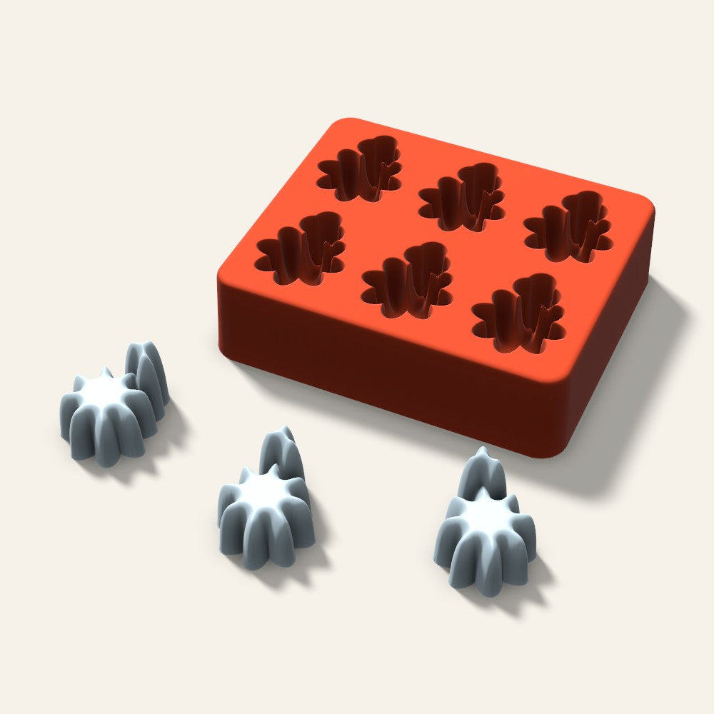 Holly Ice Mold, 1.5 Inch, 6 Cavity, 3D render