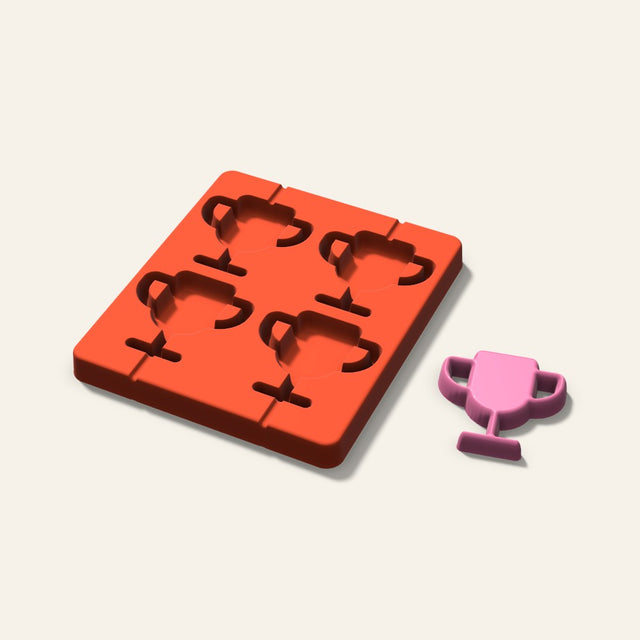 Trophy Lollipop Mold, 2.5 Inch, 4 Cavity, 3D render