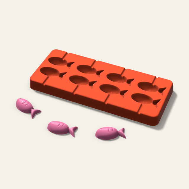Fish Lollipop Mold, 1.5 Inch, 8 Cavity, 3D render