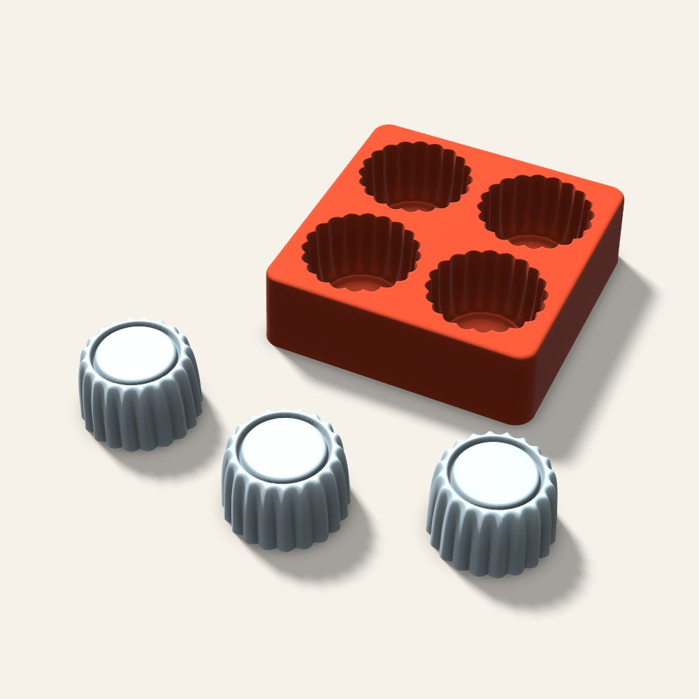 Sandwich Cookie Ice Mold, 2 Inch, 4 Cavity, 3D render