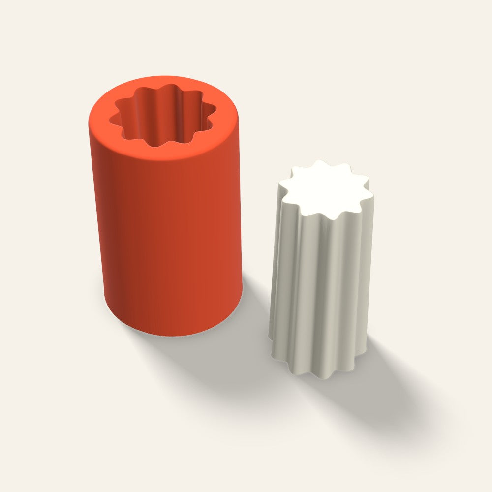 Fluted Pillar Candle Mold, 1.5 x 3 Inch, 3D render
