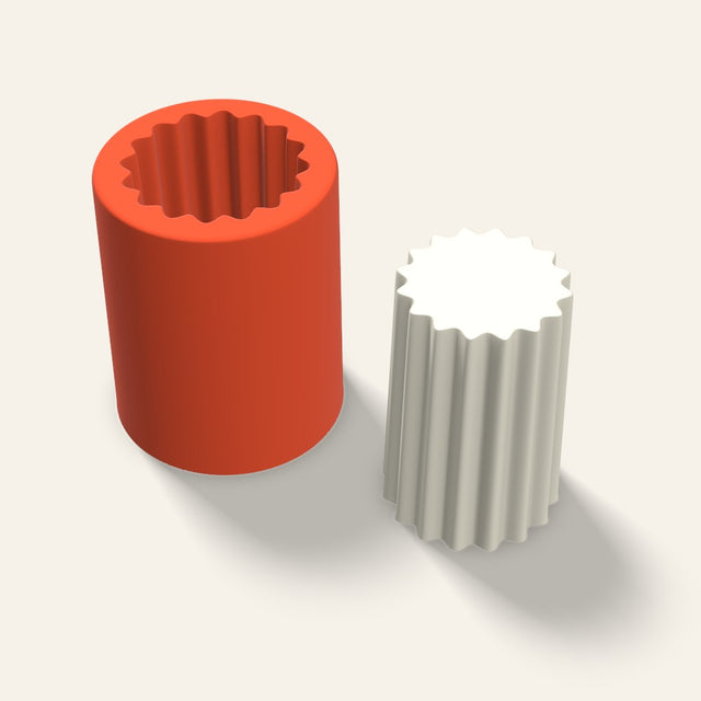 Ribbed Pillar Candle Mold, 2 x 3 Inch, 3D render