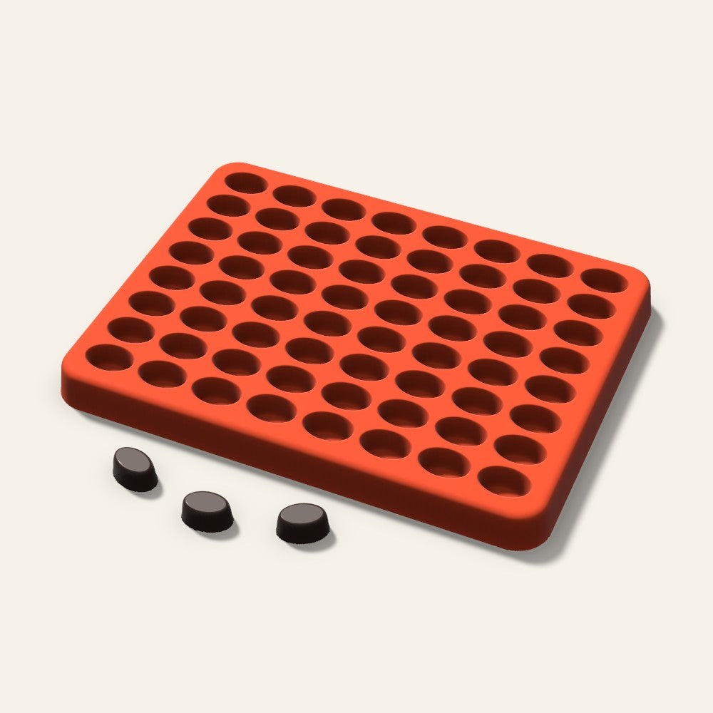 Oval Gummy Mold, 0.5 Inch, 64 Cavity, 3D render