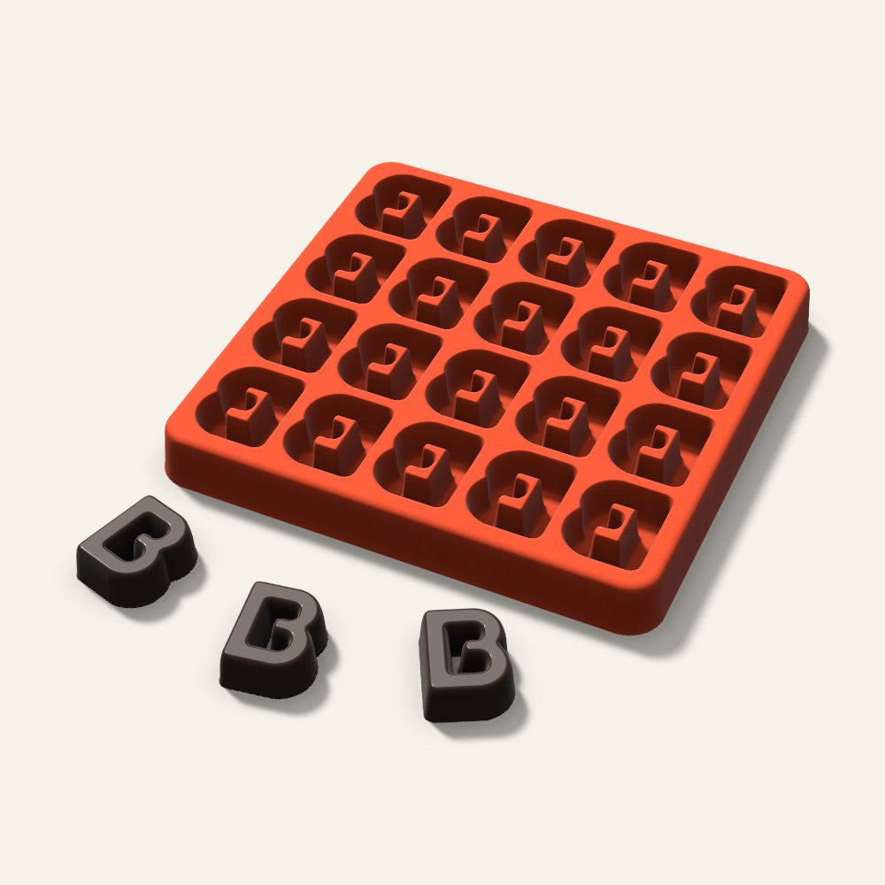 Letter B Candy Mold, 1 Inch, 20 Cavity, 3D render