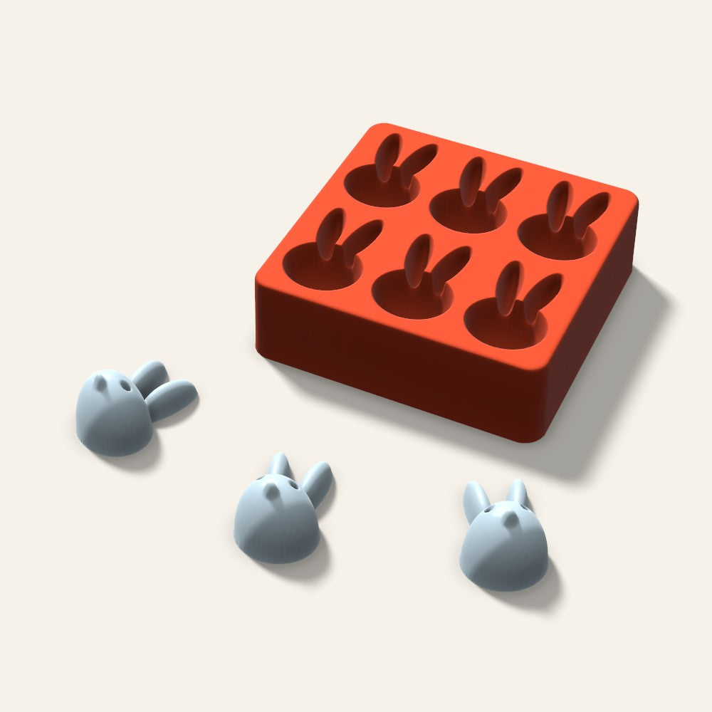 Bunny Ice Mold, 2 Inch, 6 Cavity, 3D render