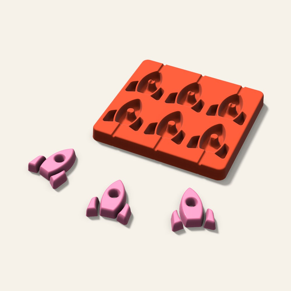 Rocket Lollipop Mold, 2 Inch, 6 Cavity, 3D render