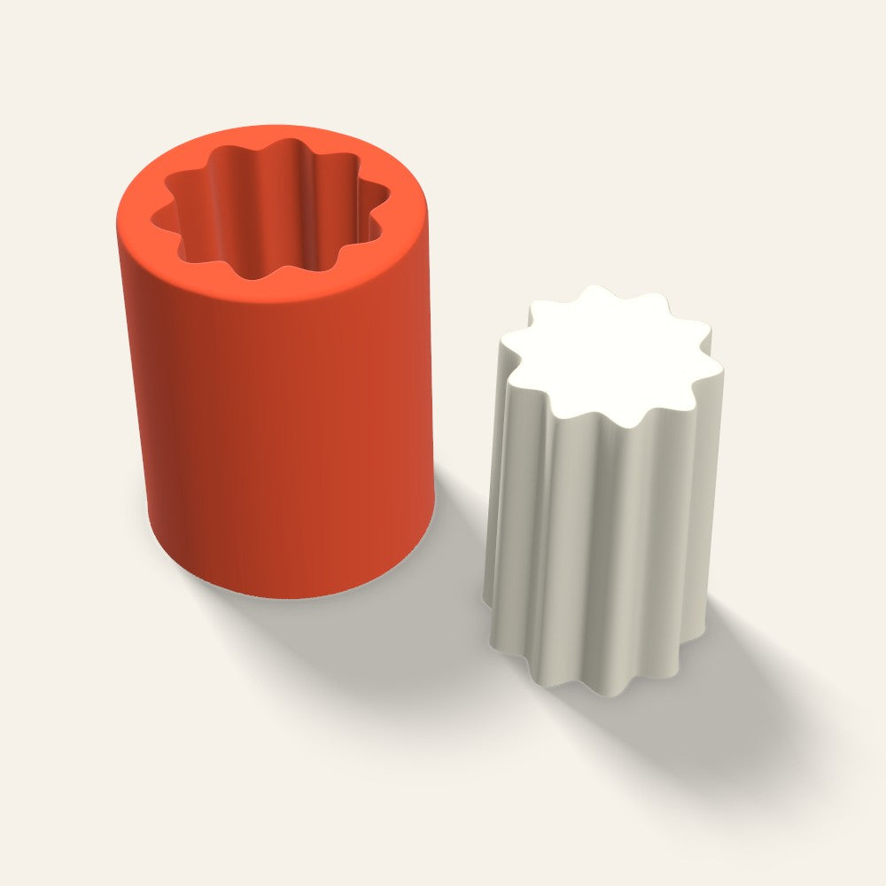 Fluted Pillar Candle Mold, 2 x 3 Inch, 3D render