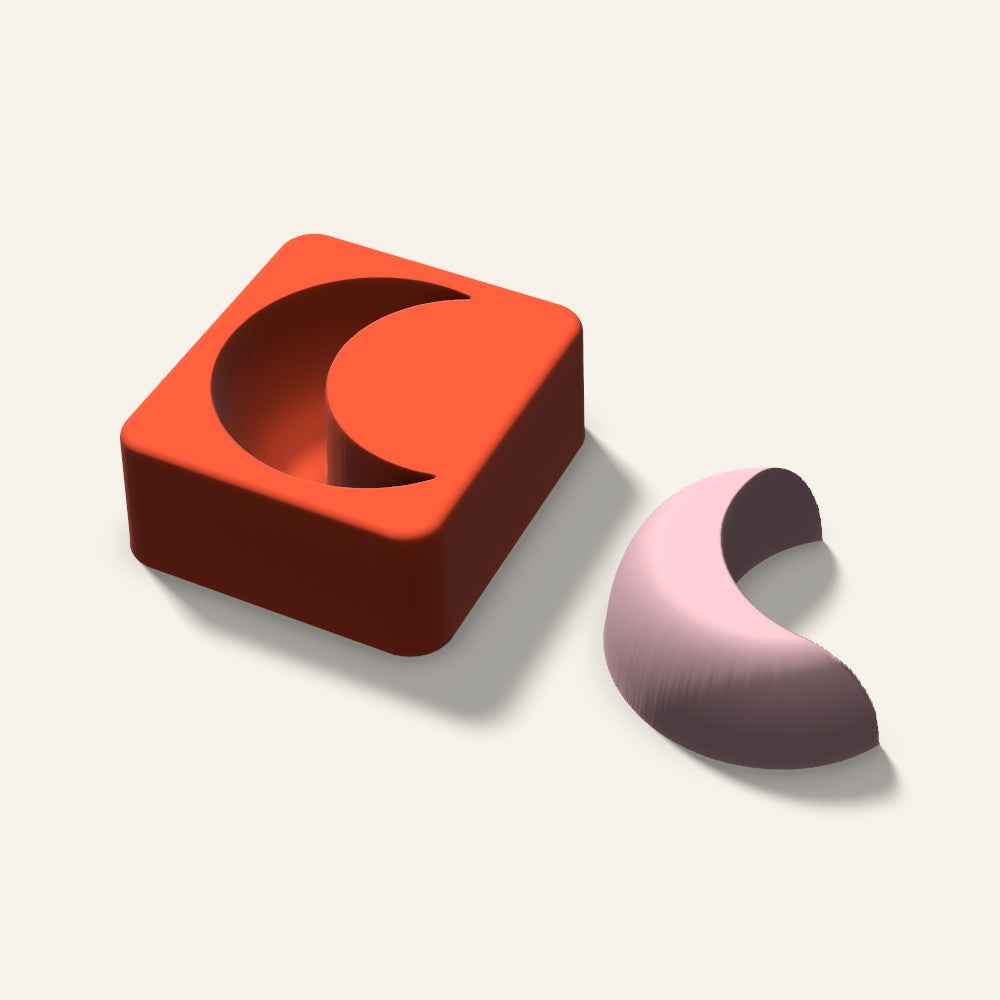 Crescent Moon Soap Mold, 2.5 Inch, 3D render