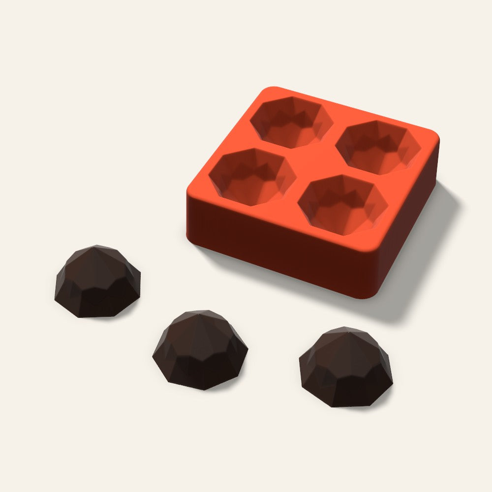 Octagon Gem Chocolate Mold, 1.75 Inch, 4 Cavity, 3D render