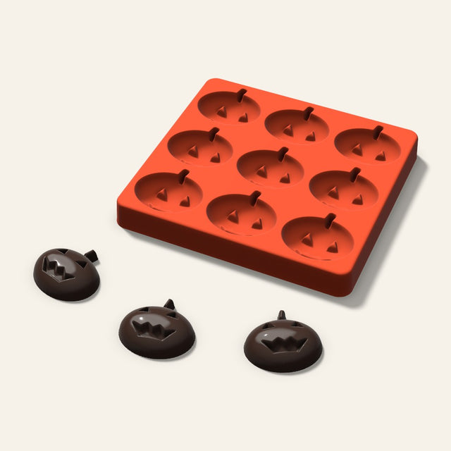 Jack-o'-Lantern Chocolate Mold, 1.75 Inch, 9 Cavity, 3D render