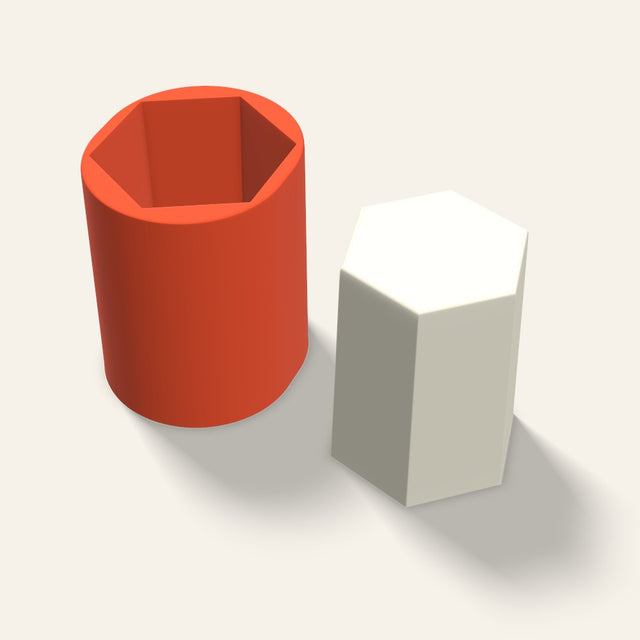 Hexagon Pillar Candle Mold, 4 x 5 Inch, 3D render