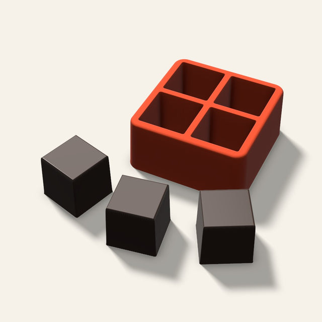 Sharp Cube Chocolate Mold, 1.25 Inch, 4 Cavity, 3D render