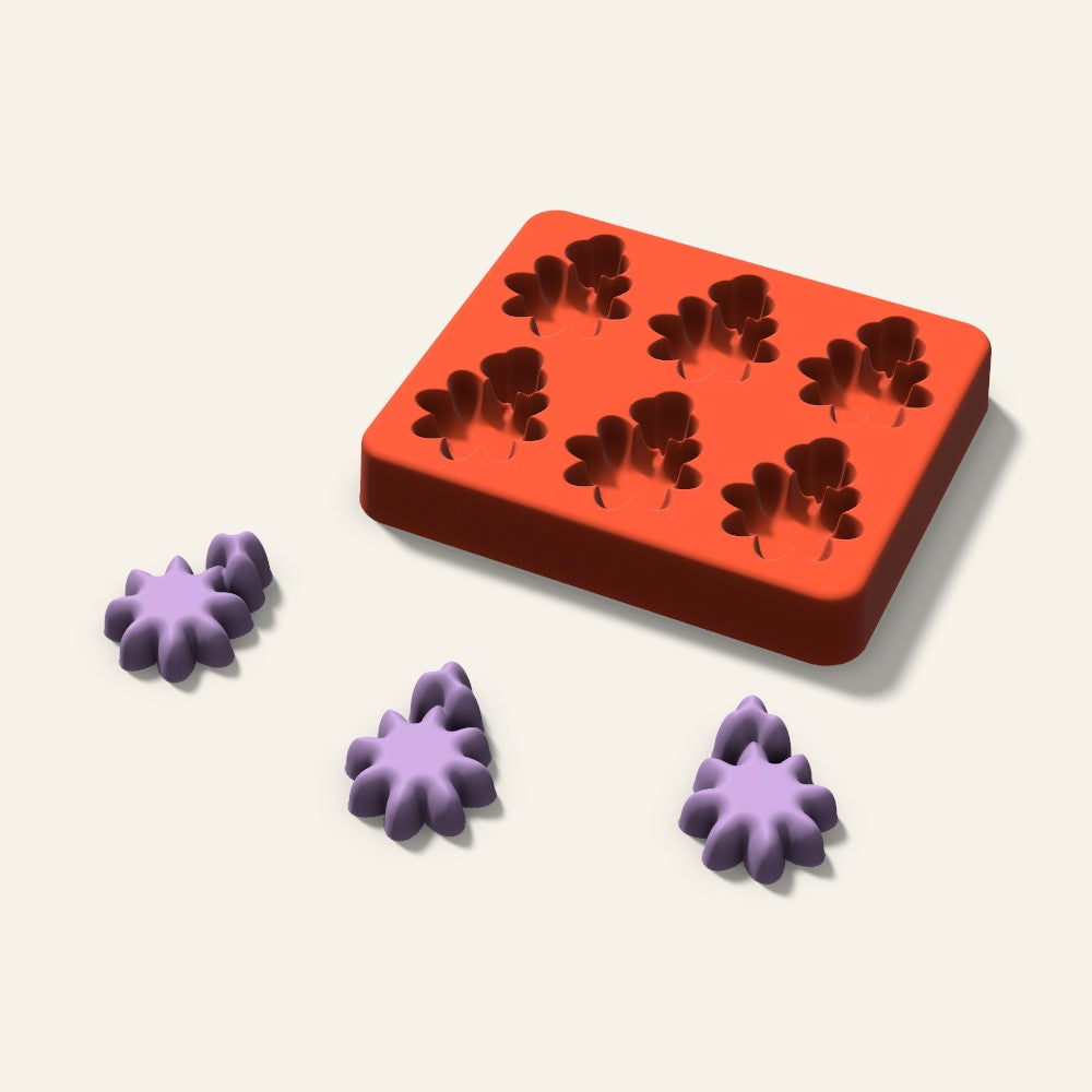 Holly Wax Melt Mold, 1.5 Inch, 6 Cavity, 3D render