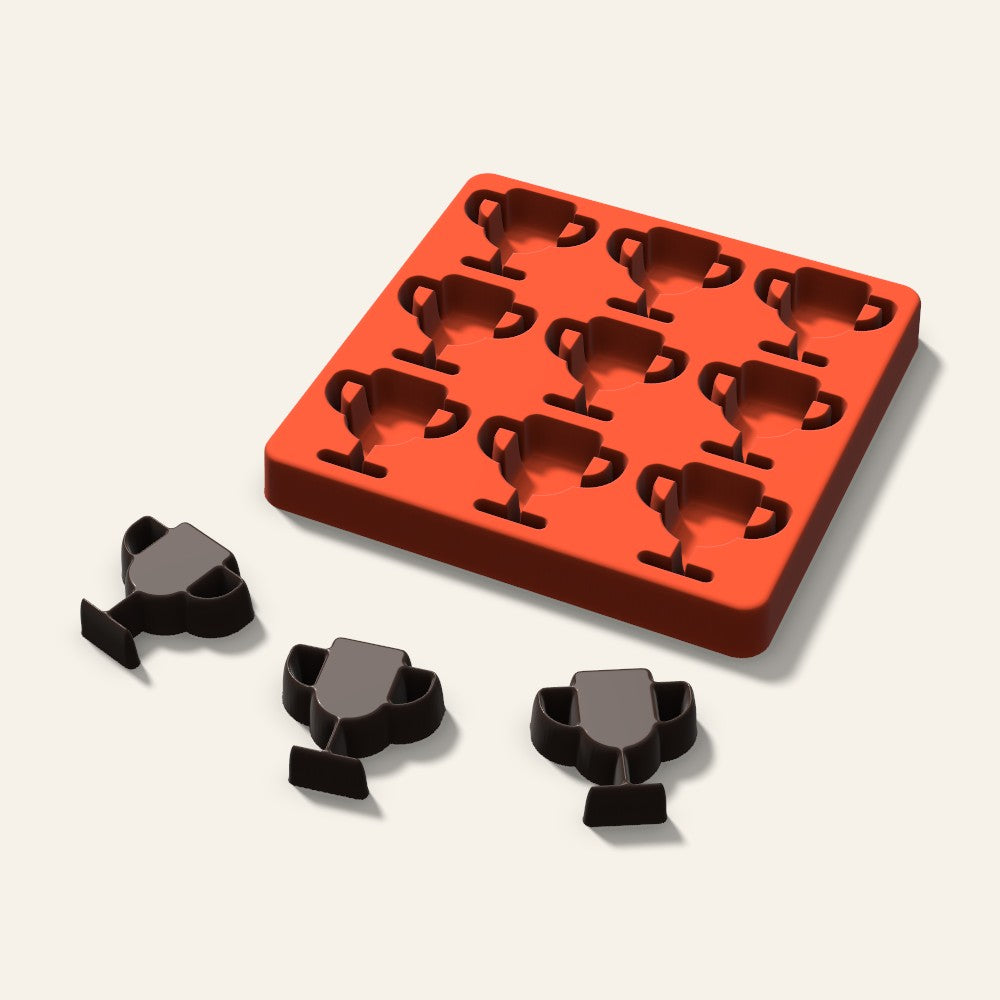 Trophy Chocolate Mold, 1.75 Inch, 9 Cavity, 3D render