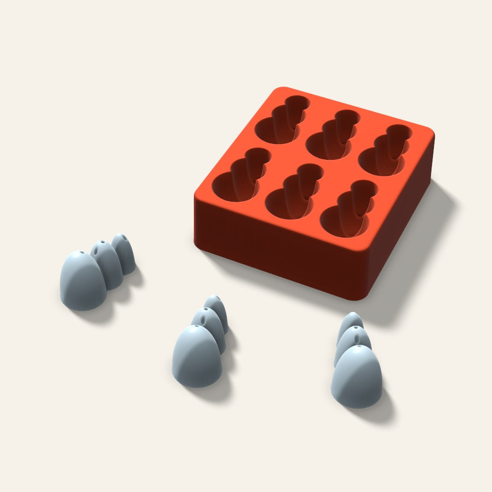 Snowman Ice Mold, 2 Inch, 6 Cavity, 3D render