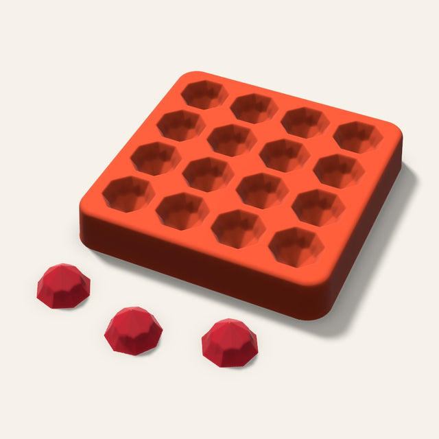 Octagon Gem Candy Mold, 0.75 Inch, 16 Cavity, 3D render