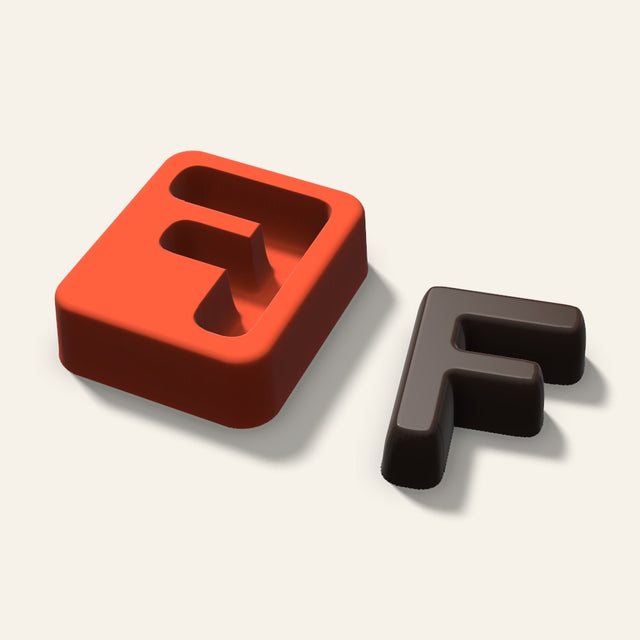Letter F Mold, 2 Inch, 3D render