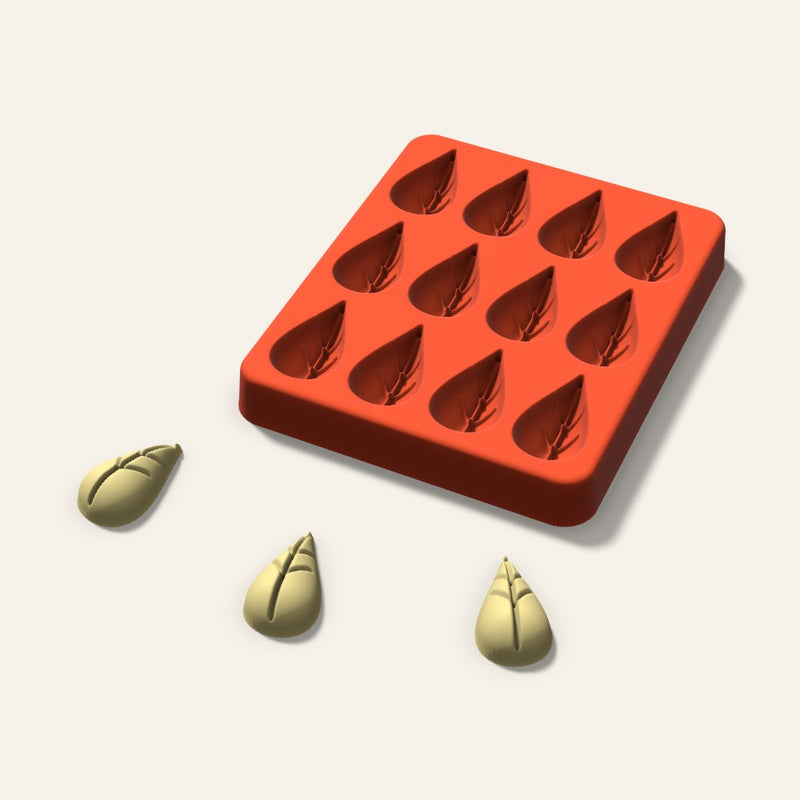 Leaf Butter Pat Mold, 1.25 Inch, 12 Cavity