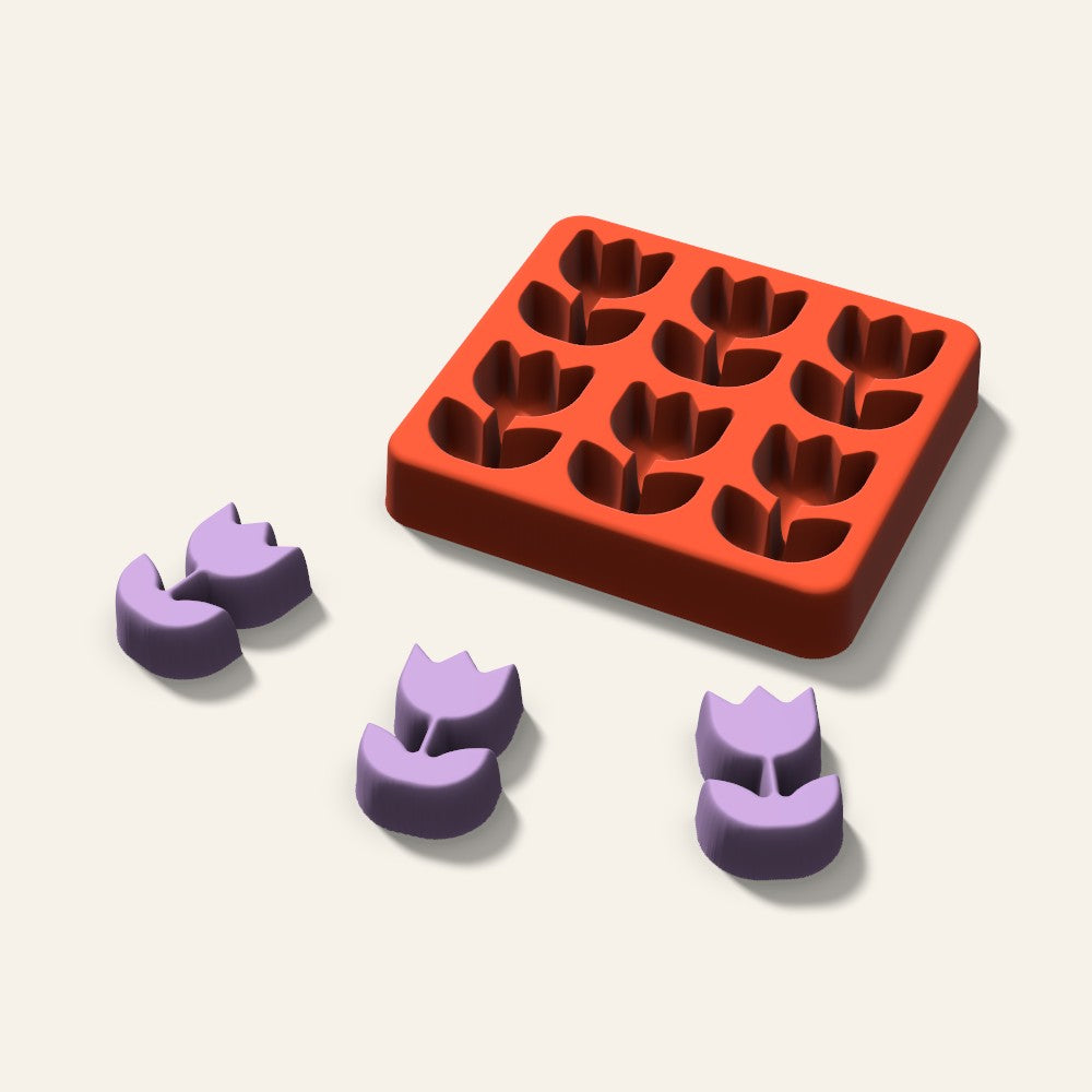 Rose Wax Melt Mold, 1.5 Inch, 6 Cavity, 3D render