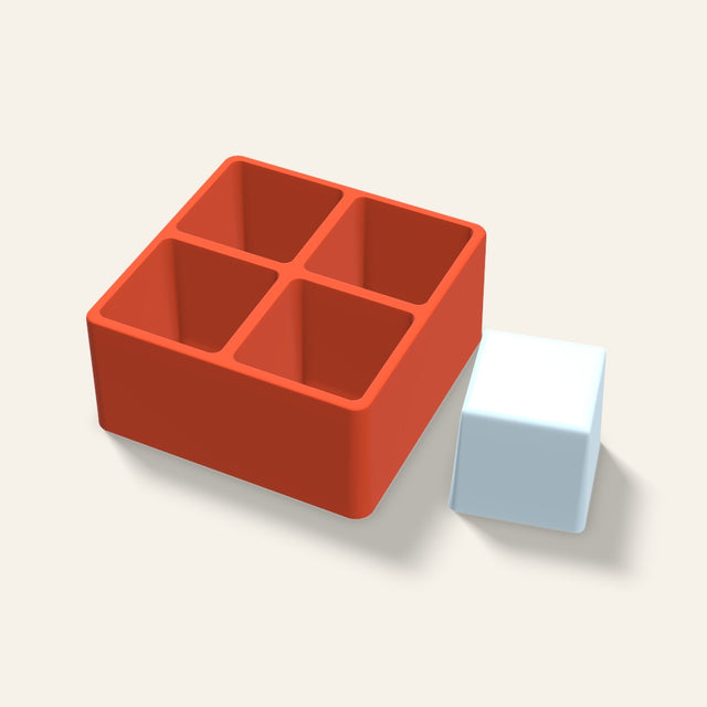Cube Ice Mold, 2.5 Inch, 4 Cavity, 3D render