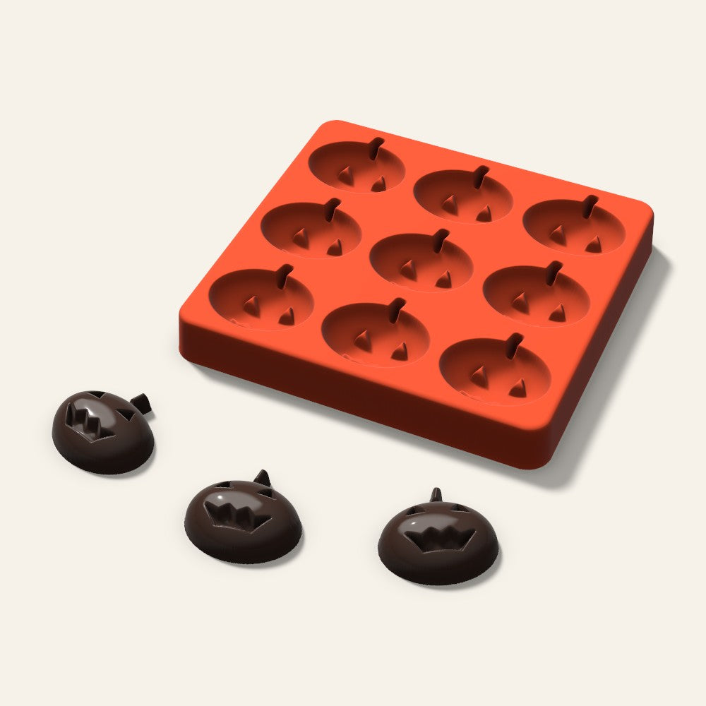 Jack-o'-Lantern Chocolate Mold, 1.5 Inch, 9 Cavity, 3D render