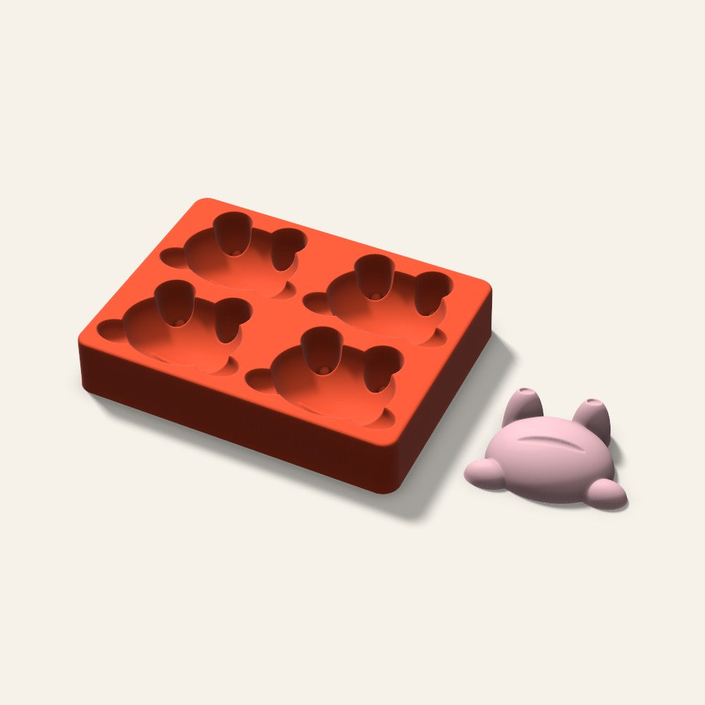 Frog Soap Mold, 3 Inch, 4 Cavity, 3D render