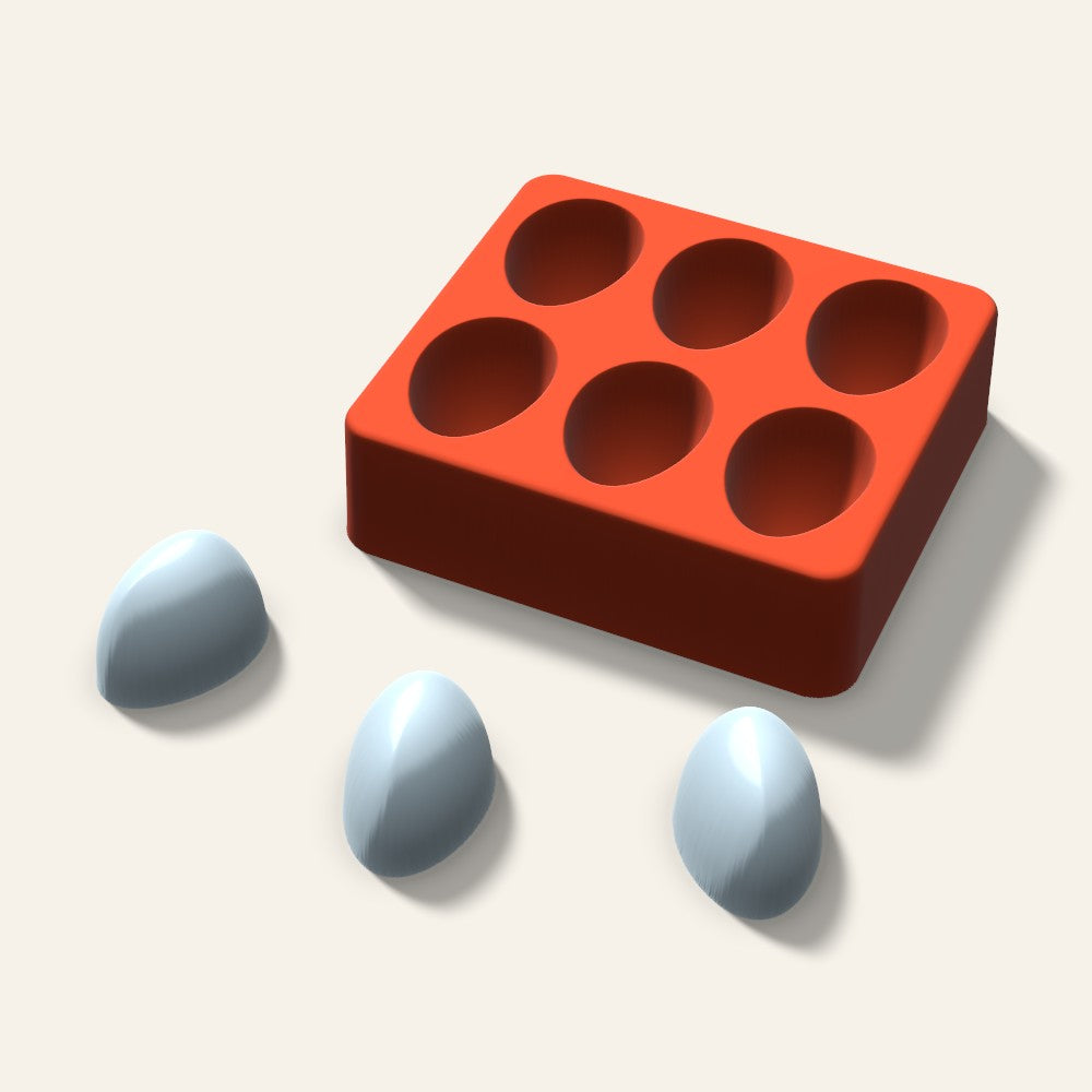 Egg Ice Mold, 1.5 Inch, 6 Cavity, 3D render