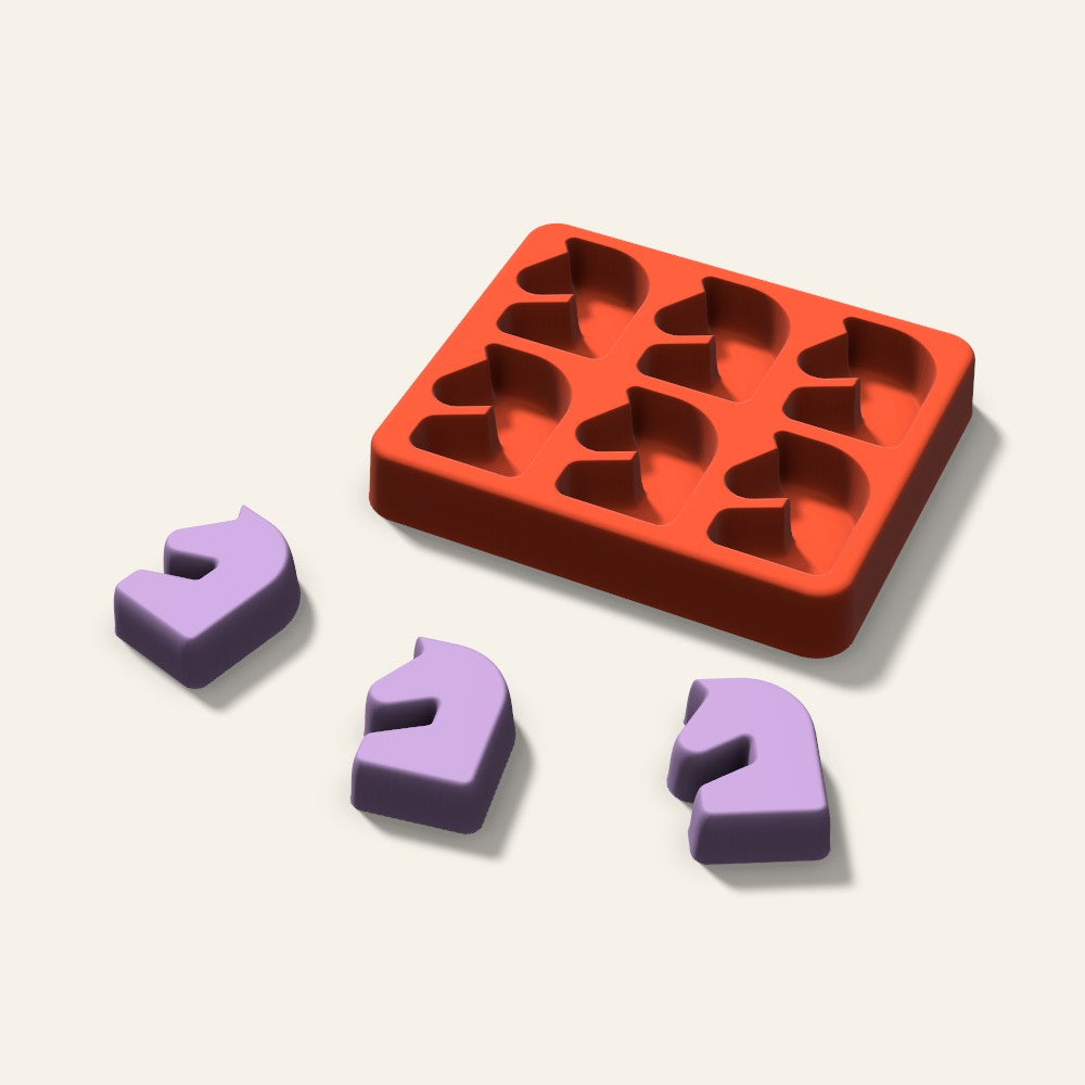 Chess Knight Wax Melt Mold, 1.5 Inch, 6 Cavity, 3D render