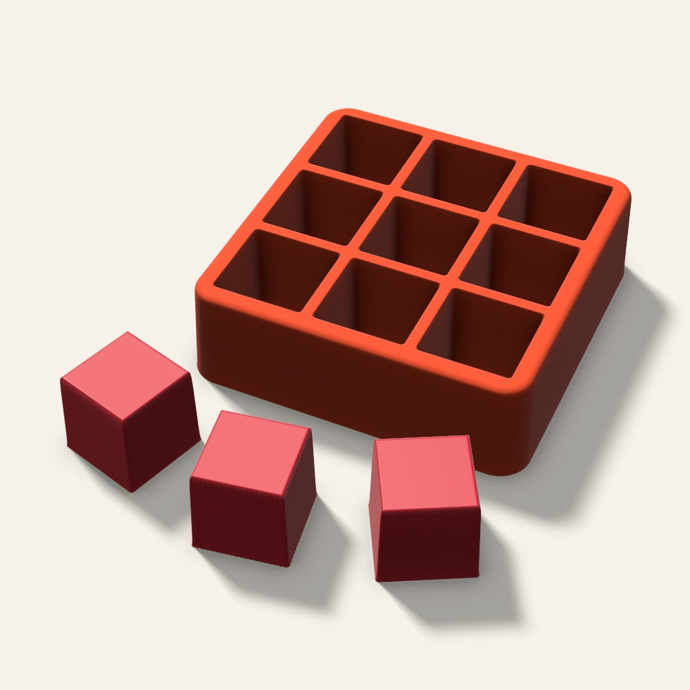 Sharp Cube Candy Mold, 1 Inch, 9 Cavity, 3D render